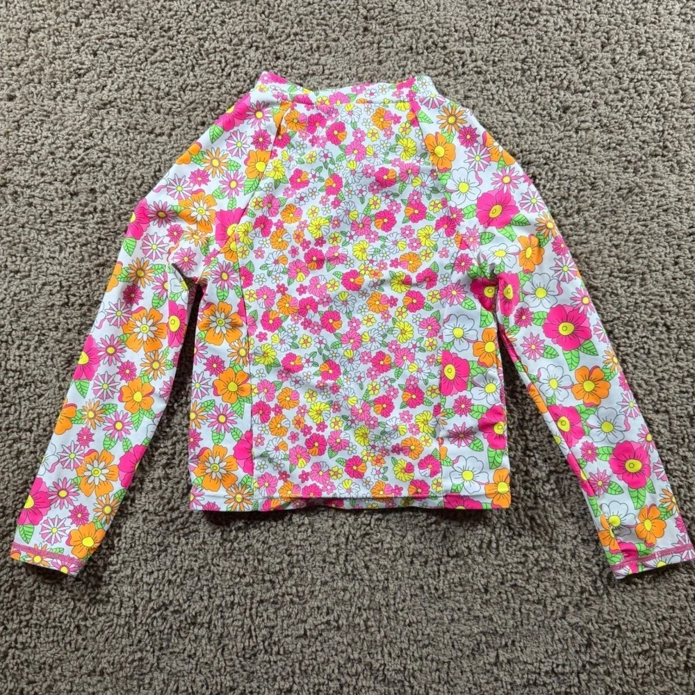 Betsey Johnson rash guard Girls Long Sleeve‎ Swim Top Floral 10 beach colorful